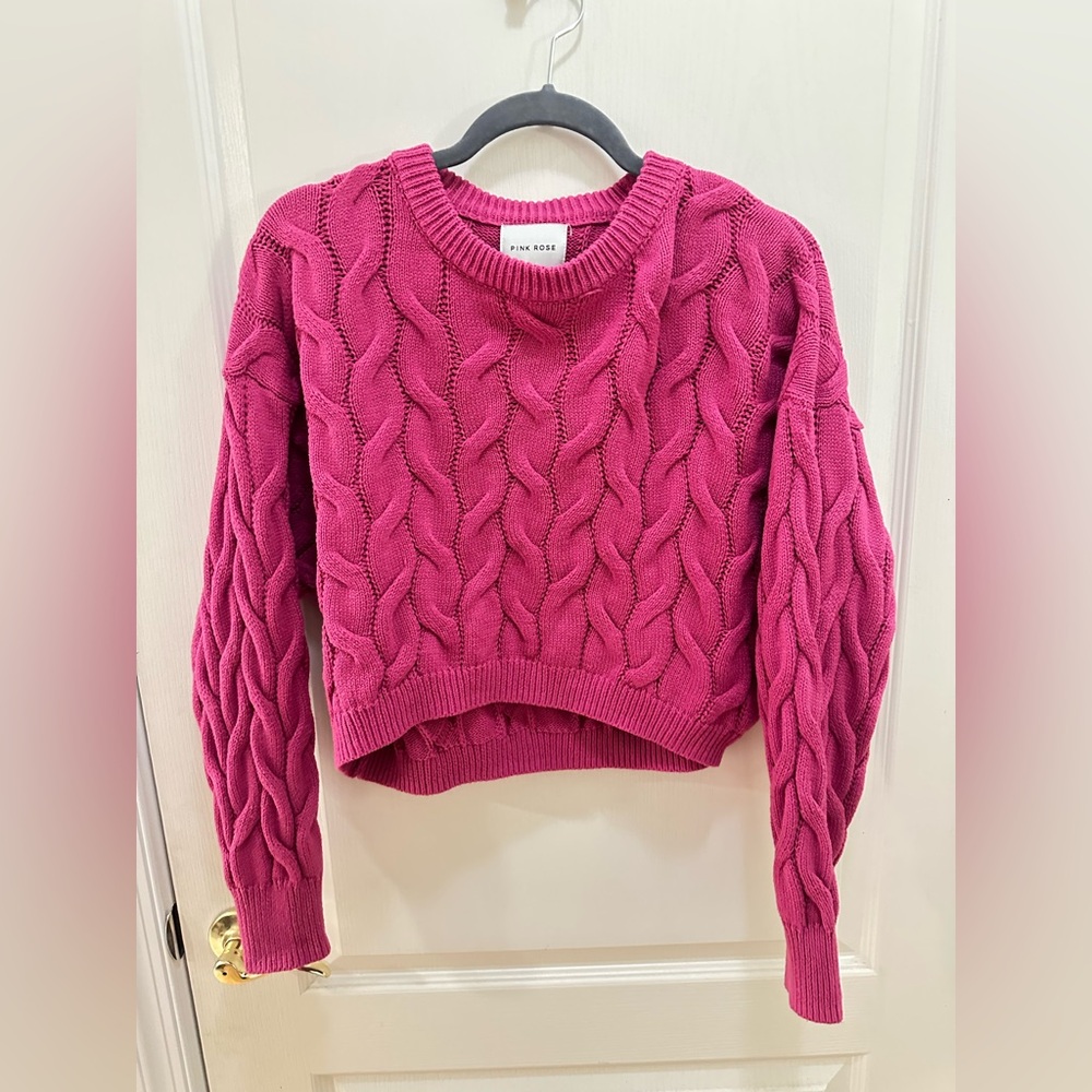 Pink Cable Knit Sweater